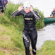 First woman out of the water: Lisa Hirschfelder