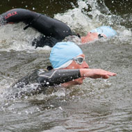 Stefan Teichert and Steve King swim at the front 