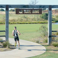 Runners enjoy the unique track at the golf course