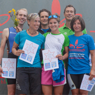 Das Podium mit den schnellen Damen und Herren